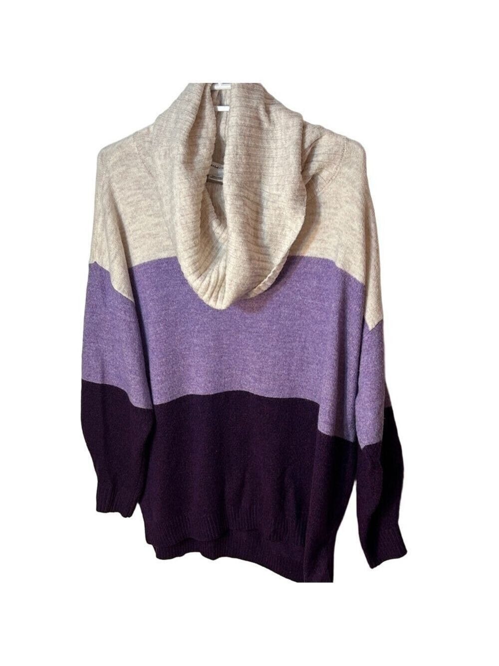 Pennington’s in every story cowl neck colour block purple cozy sweater size 1X - Picture 2 of 6